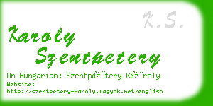 karoly szentpetery business card